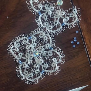 Handmade Miniature Tatted Tatting Lace Square Jewelry Decoration