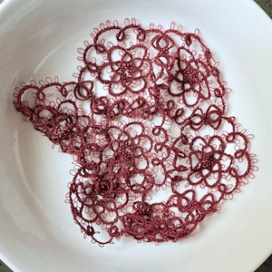 Raspberries Handmade Tatting TATTED LACE for home decoration, jewelry