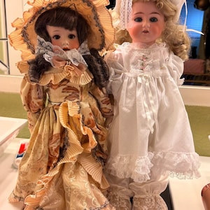 1900s Antique Bisque Dolls Lot of 2 Vintage Beautiful German Heubach AM Mable Doll