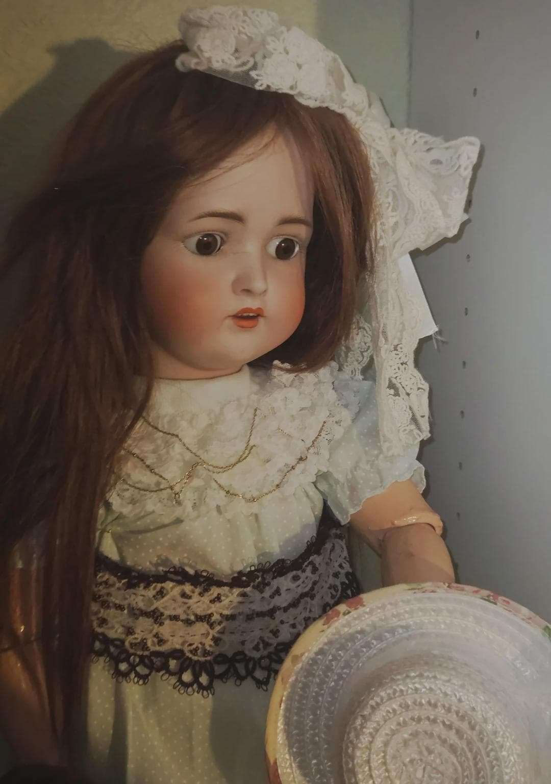 Magnifique Poupée Asiatique Ancienne Kestner 32 Cm - Tête En Biscotte Porcelaine Et Corps Papier Mâché - Édition Reproduction