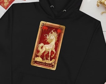 2026年 旧正月 馬 Tシャツ、赤と金の旧正月パーカー