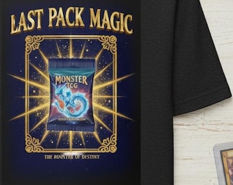 ラストパック マジック ストリートウェア Tシャツ - 金箔押しトレーディングカード風シャツ - ヴィンテージ ホビー グラフィック Tシャツ - 金箔風トレーディングカードアート