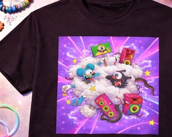 EDMレイブ漫画Tシャツ、トリッピーベースミュージックフェスティバルグラフィックTシャツ