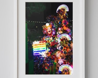 ラスベガスの夜のアートプリント - ネオンレインボー、カラフルな幸福感