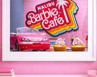 ピンクのマリブカフェアートプリント – ラスベガスのポップアート写真