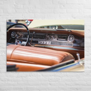 Vintage Cadillac Dashboard Canvas Print – Classic Car Interior Wall Art – Retro Automotive Poster for Garage, Man Cave, or Office Decor