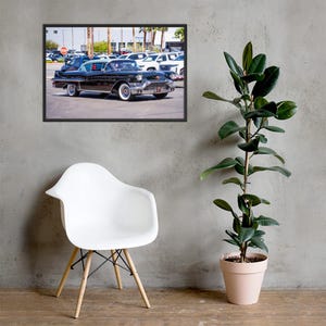 1957 Cadillac Coupe de Ville Print - Classic Black & White Top Car Art - Finned Automotive Photography - Vintage American Wall Decor