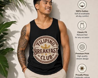 Filipino Breakfast Club Graphic Linne | Pinoy Foodie Unisex Gym & Streetwear Linne | Philippines Sun Heritage Apparel - Svart