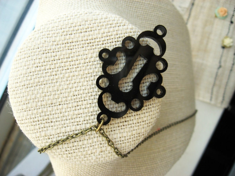 Vintage Style Black Keyhole Necklace image 1