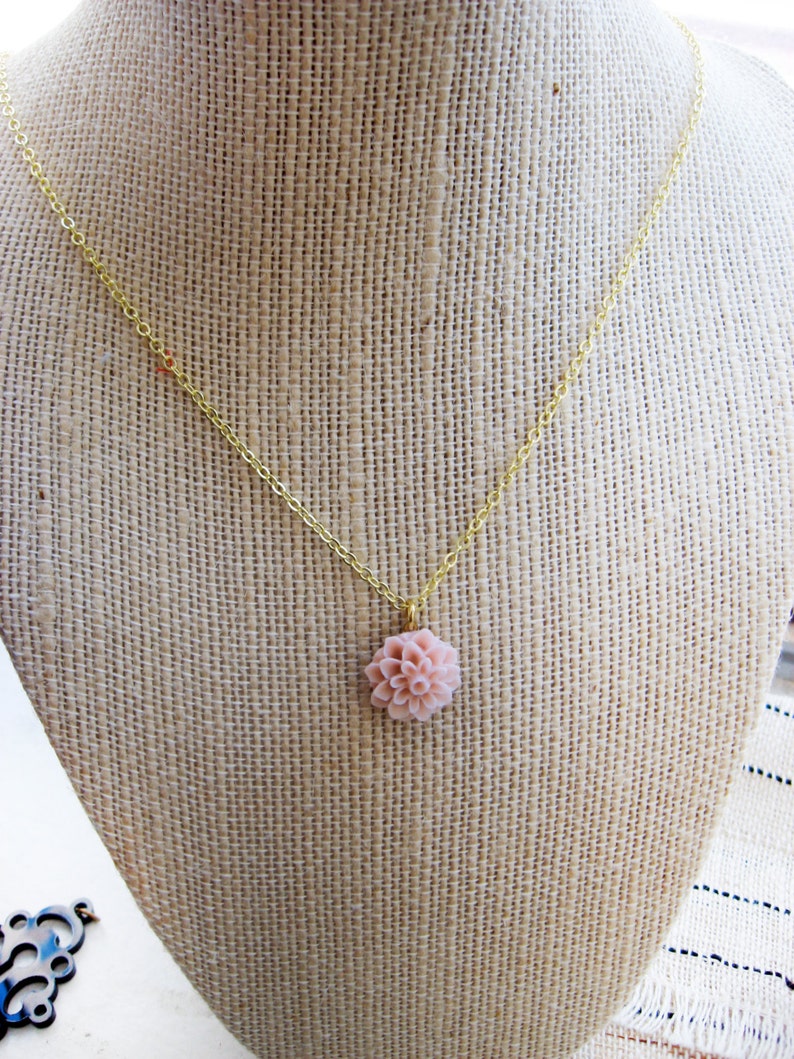 Delicate Light Pink Flower Necklace Etsy