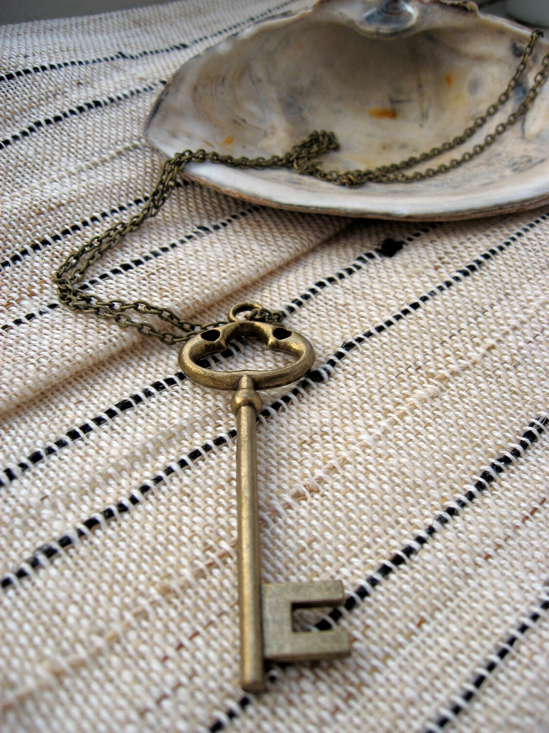 Large Brass Key Necklace Etsy