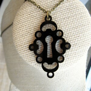 Vintage Style Black Keyhole Necklace image 2