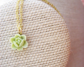 Tiny Light Green Flower Necklace
