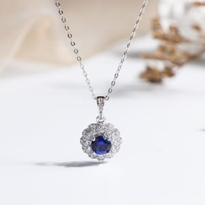 Luxury Sapphire Necklace, September Birthstone, Diamonds, 18K White Gold Plated - Gifts for Women, Birthday Gifts, Birthday Gifts for Her