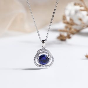 Vintage blue sapphire pendant, blue gemstone wedding gift pendant, oval cut silver necklace, handmade jewelry, gift for her