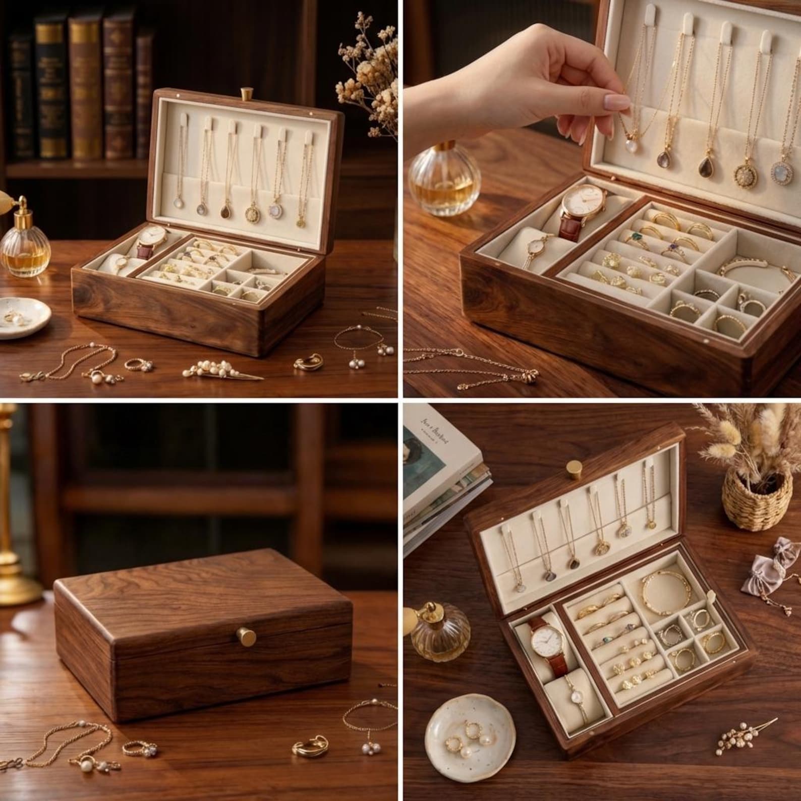 Wooden Jewelry Box, Jewelry Box Organizer, Birthday Gift for Her, Anniversary Gift, Personalized Jewelry Box, Jewelry Storage Box