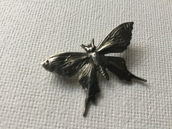 Sterling silver butterfly brooch detailed delicat… - image 3