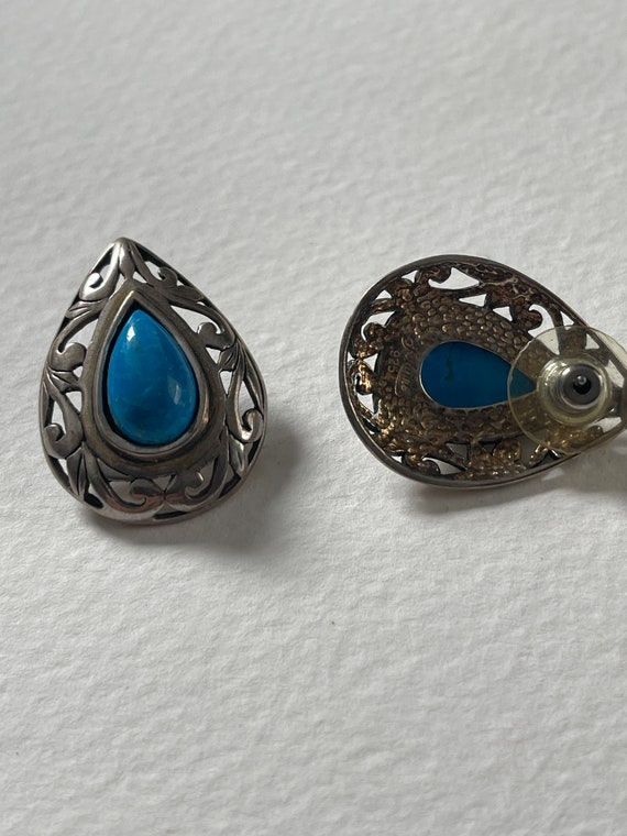 Sterling silver and turquoise earrings - image 3