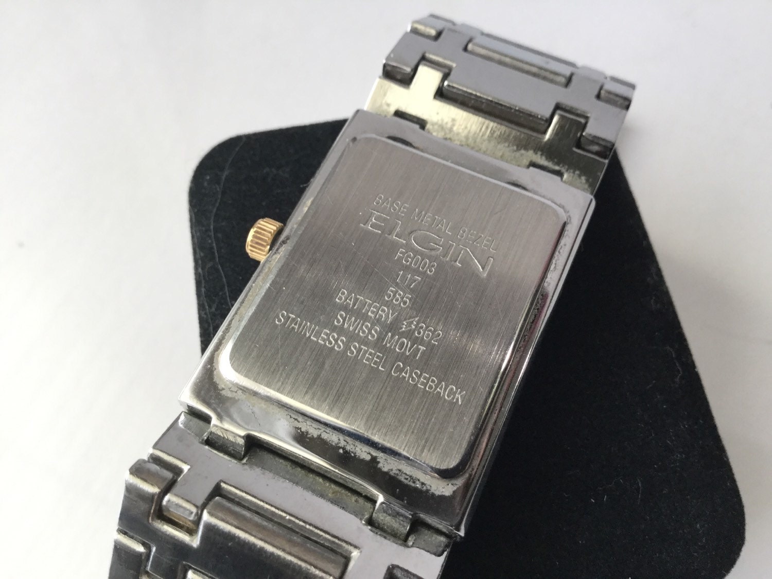 2 Tone Elgin Swiss Movement Date Black Face Rectangular - Etsy