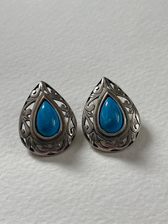 Sterling silver and turquoise earrings - image 1