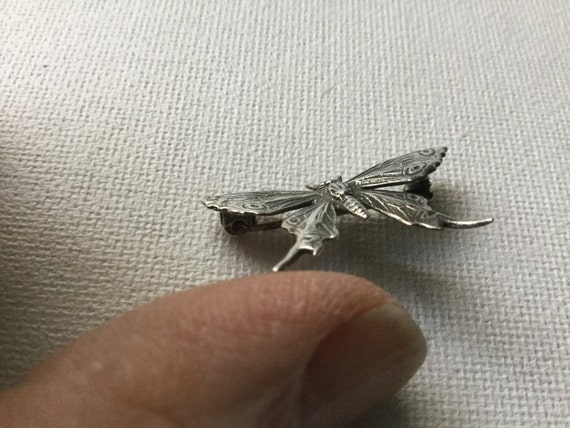 Sterling silver butterfly brooch detailed delicat… - image 4