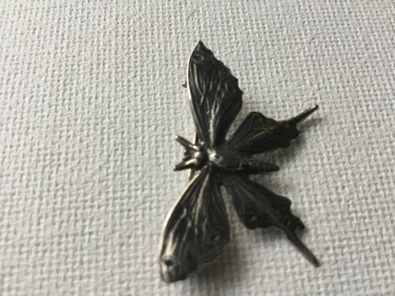 Sterling silver butterfly brooch detailed delicat… - image 2