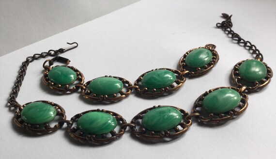 Lucite emerald green marbled stone demi Unsigned … - image 5