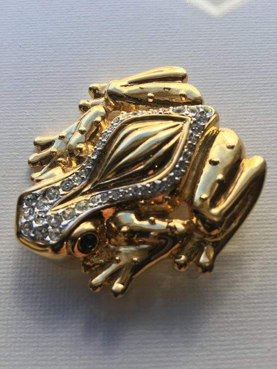 Valentino Rhinestone Frog pin in gold     VJSE