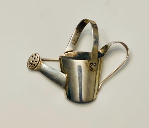Sterling silver watering can brooch