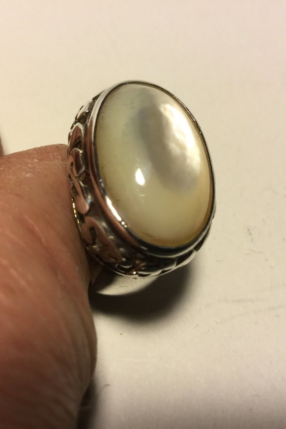 Sterling silver ring with mother of pearl stone.  