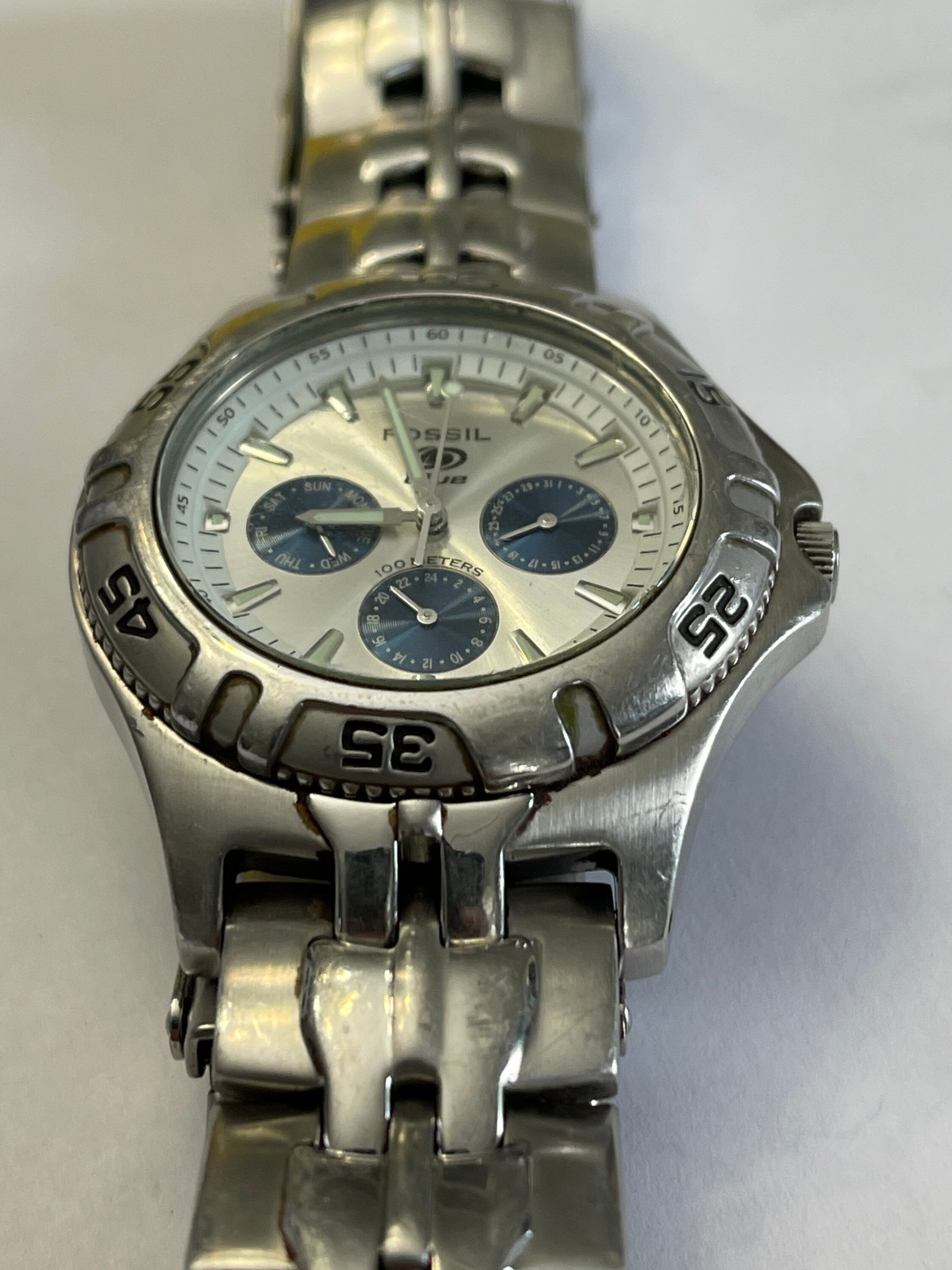 Fossil Blue Stainless Steel Mens Watch 