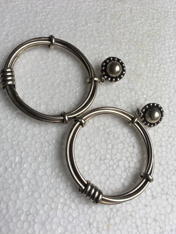 Sterling silver large hoop pierced earrings     VJ