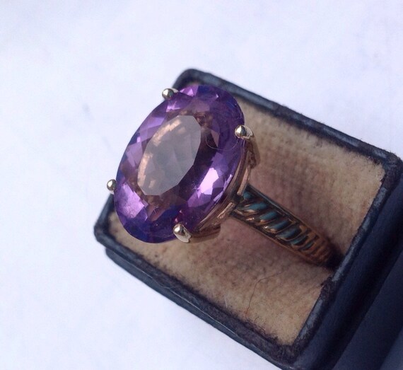 10K yellow gold Victorian Amethyst solitaire ring… - image 1