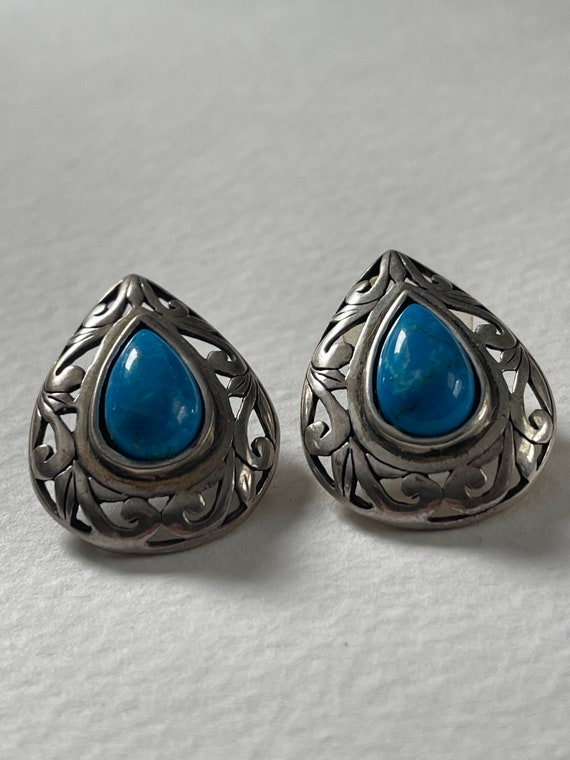 Sterling silver and turquoise earrings - image 2