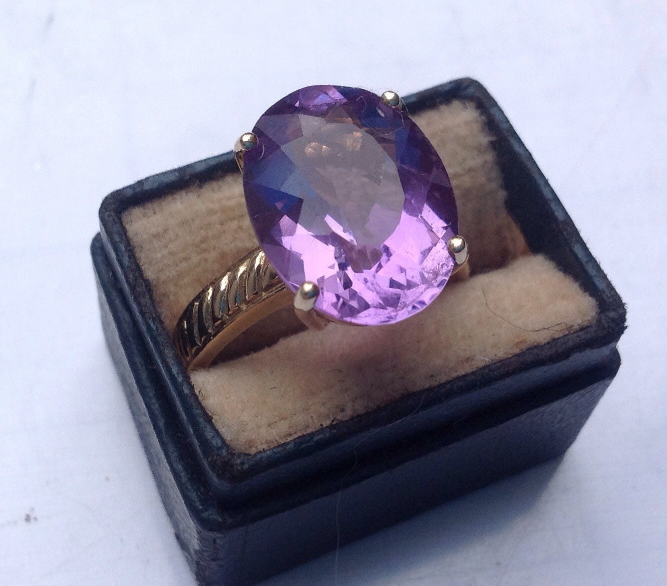 10K Yellow Gold Victorian Amethyst Solitaire Ring VJSE - Etsy