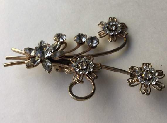 Floral rhinestone brooch    VJSE - image 3