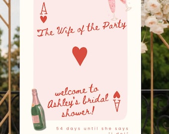 Letrero de bienvenida personalizado para despedida de soltera, rosa palo (archivo digital)