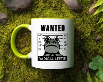 Taza «Se busca rana izquierdista radical» / Taza divertida, Taza política, Regalo para amantes del café y el té, Taza