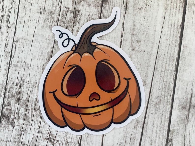 Halloween Jack o Lantern Pumpkin Vinyl Sticker image 2