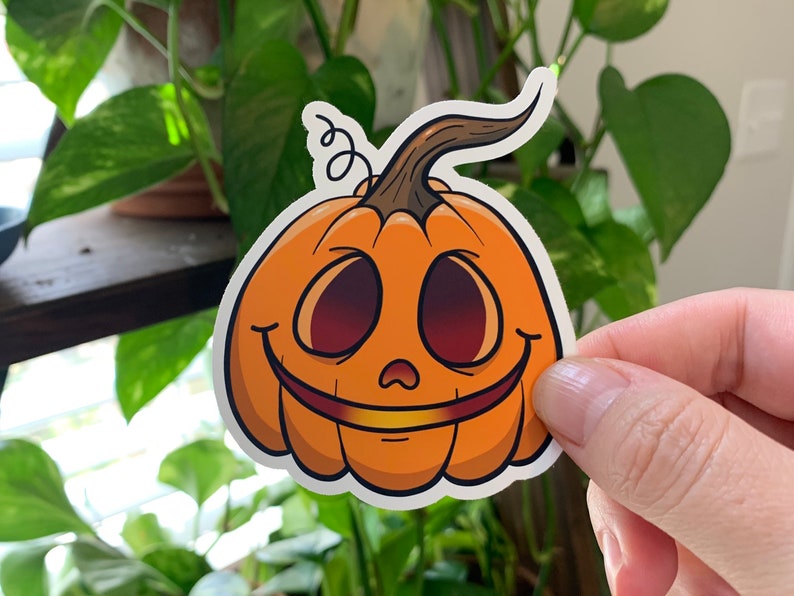 Halloween Jack o Lantern Pumpkin Vinyl Sticker image 1