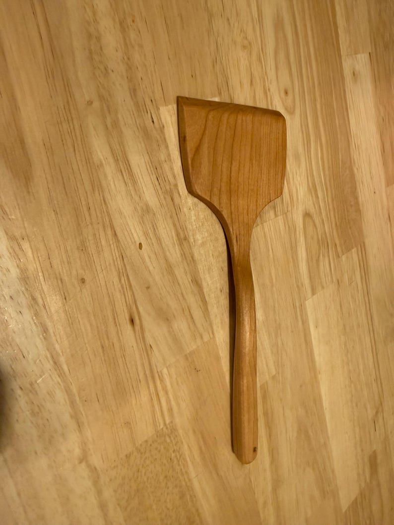 Handgjorda köksredskap i trä – Giftfri spatel, sked och vändare – Säker för gjutjärn – Minimalistiska köksredskap Scraping Spatula