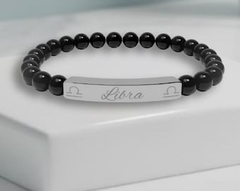 Libra Zodiac Bracelet, Natural Stone Bead Celestial Jewelry