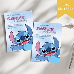 Editable Stitch Birthday Invitation Template Editable Stitch Invite Canva, Printable invite instant download invitation lilo and stitch