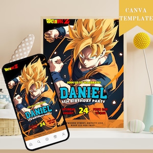 Dragon Ball Birthday Invitation, Dragon Ball Invite, Goku Birthday Invitation, Kids Birthday Party Invite, DBZ Invite, Canva Editable