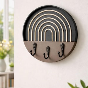 Llavero de pared escandinavo moderno: organizador minimalista y único para llaves / Decoración del hogar en tonos tierra