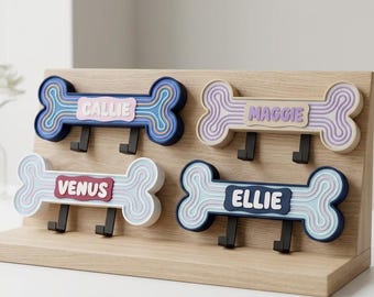 Portacorrea personalizado para perros: Organizador personalizado para mascotas con forma de hueso