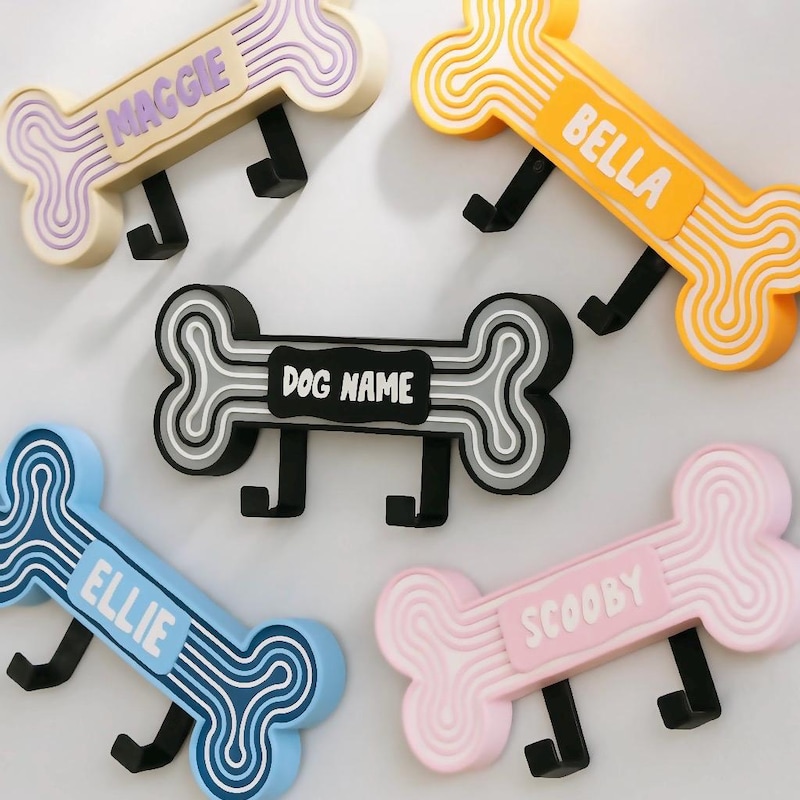 🎁 Custom Dog Leash Holder: Personalized Bone-Shaped Pet Organizer