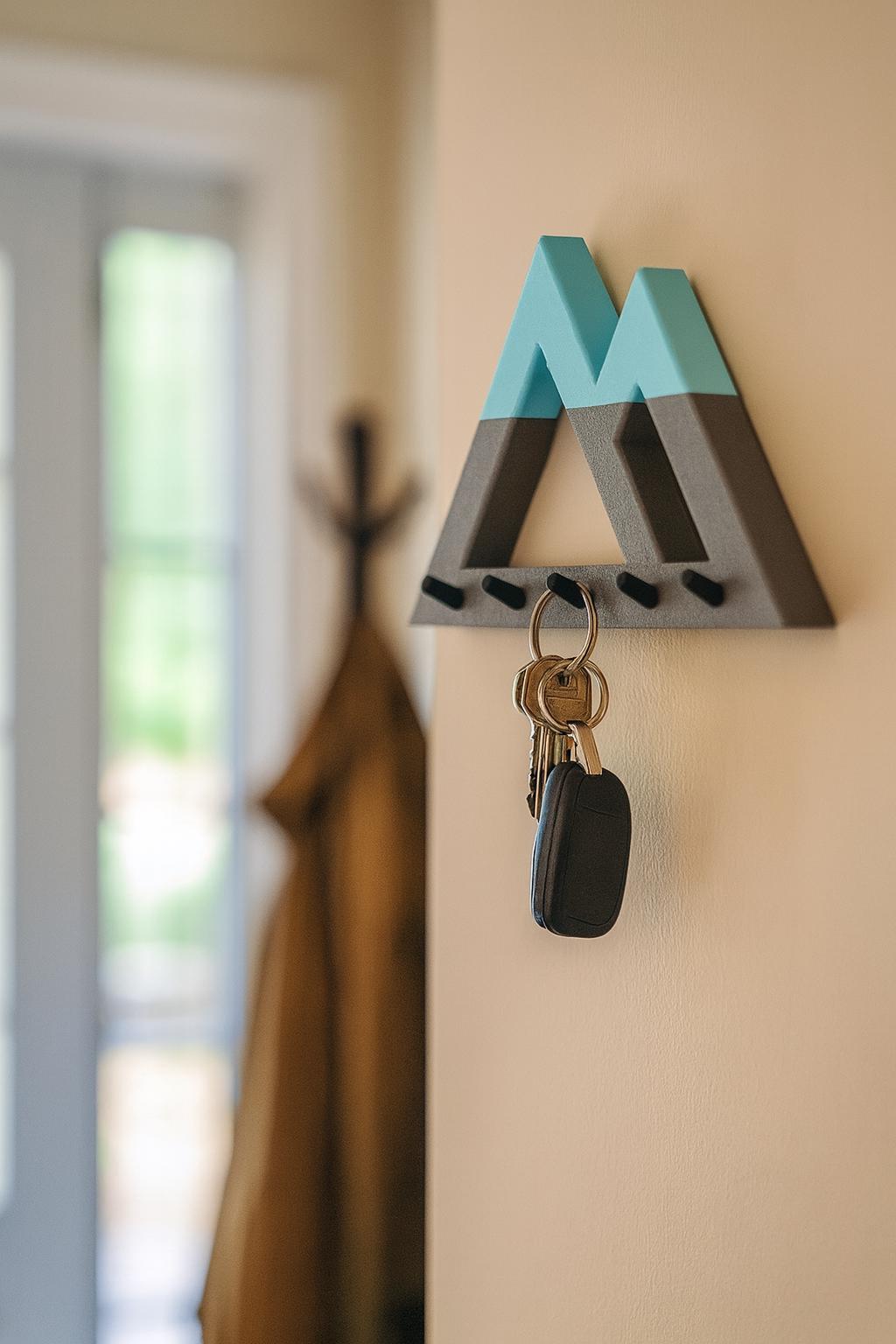 thumbnail interactive-video image 1 of Mountain Landscape 9" Wall Key Rack Holder – Rustic Wood Look 1 of 2