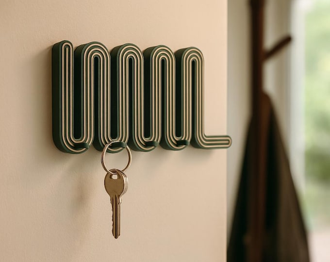 Wavy Key Holder: Boho Scandinavian Wall Accessory Organizer