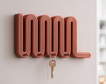 Llavero ondulado: Terracota / Beige. Organizador de pared escandinavo.